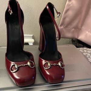 Gucci Horsebit buckle Maryjane heels #gucciheels burgundy